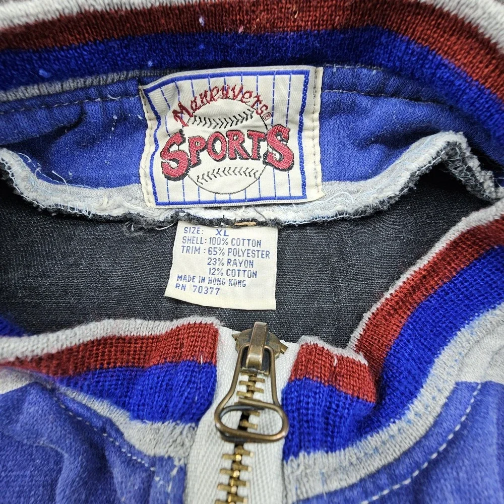 Vintage Maneuvers Sports Denim Jean‎ Faux Layered Vest Jacket Short Sleeve XL